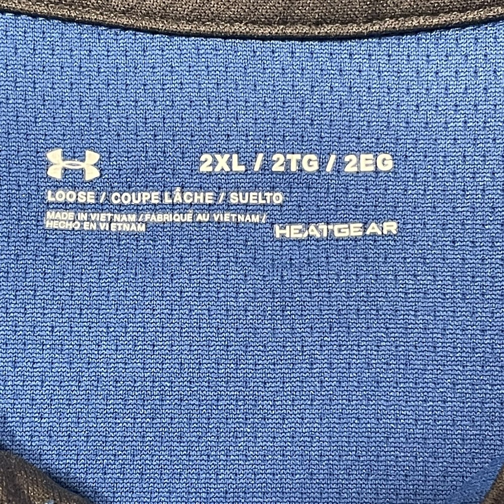 Under Armour HeatGear Polo Shirt Blue Loose Fit 2XL Golf Athletic Mens - Picture 7 of 14